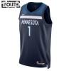 Camiseta Niños Minnesota Timberwolves Anthony Edwards 1 2022-23 Nike Icon Edition Navy Swingman